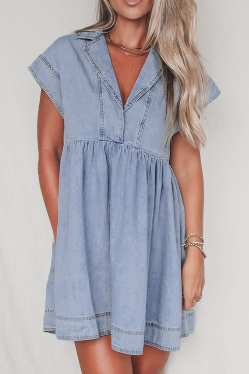 'Eowyn' Denim Mini Dress - Celes Fashion
